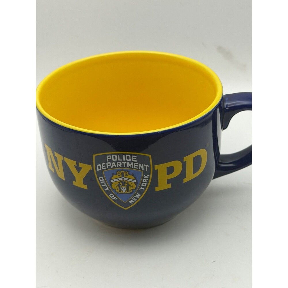 NYPD 2008 Jumbo Soup Mug Blue Yellow Police Dept NYC Official Licensed 32 oz
